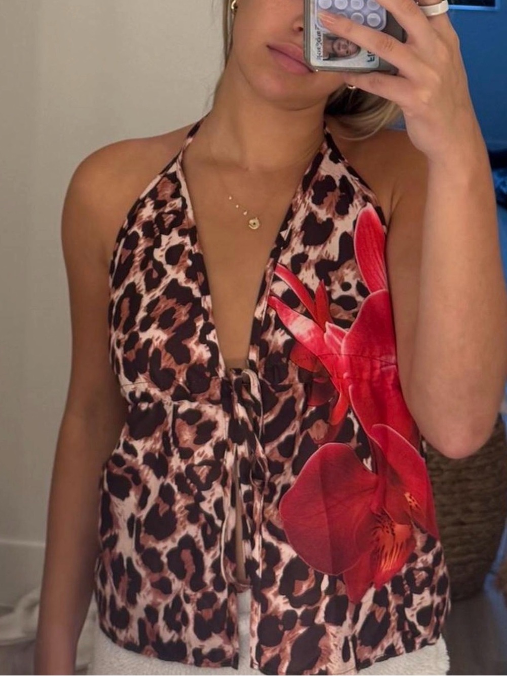 Leopard halter top